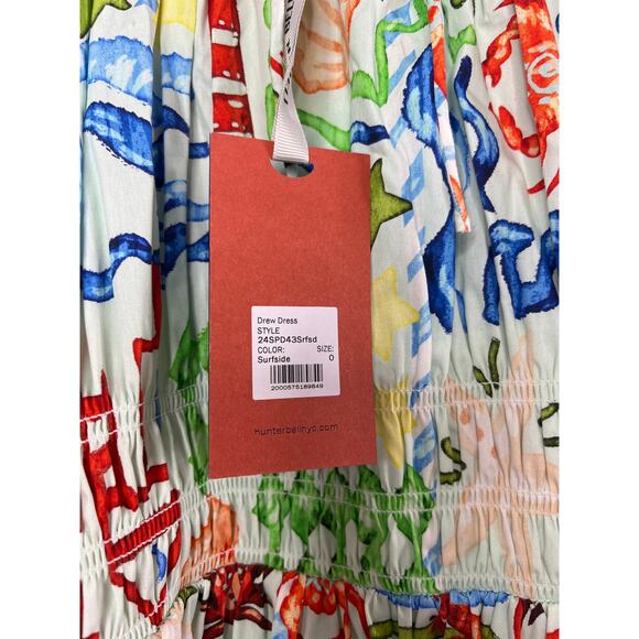 NWT Hunter Bell Scoop Neck Smocked Waist Bell Drew Mini Dress Surfside Size: 0 - Picture 5 of 8